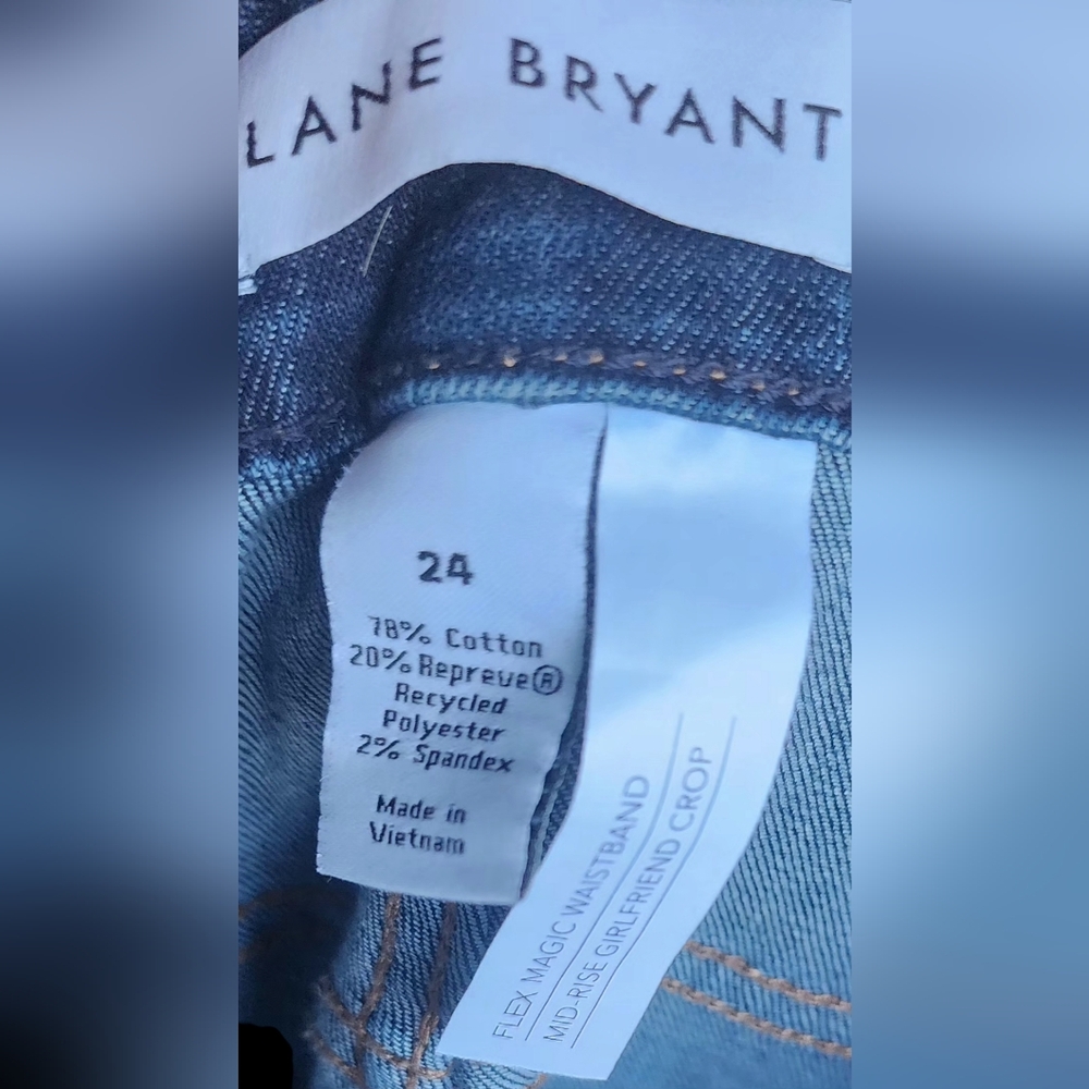 Lane Brant Midrise Girlfriend Crop Dark Wash Women's Size 24 - Picture 3 of 3